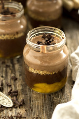 chocolate dessert in a glass jar