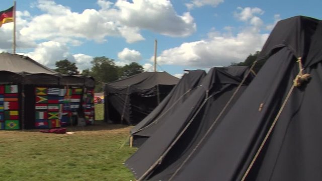 black tents, and germany flag in jamboree
