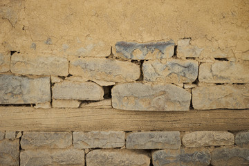 Close up of old soiled brick wall.Background