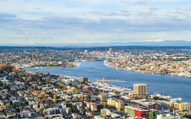 Fototapeta na wymiar Aerial view of downtown Seattle