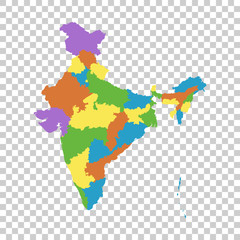 India map with federal states. Flat vector