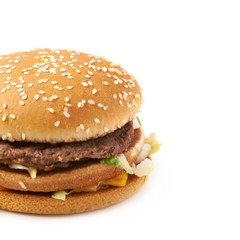 Meat and cheese burger isolated