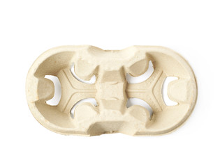 Pressed cardboard cup holder isolated