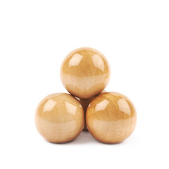 Pile of wooden spheres isolated