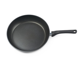 Metal black frying pan isolated