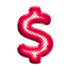 Balloon Dollar currency symbol 3D golden foil realistic