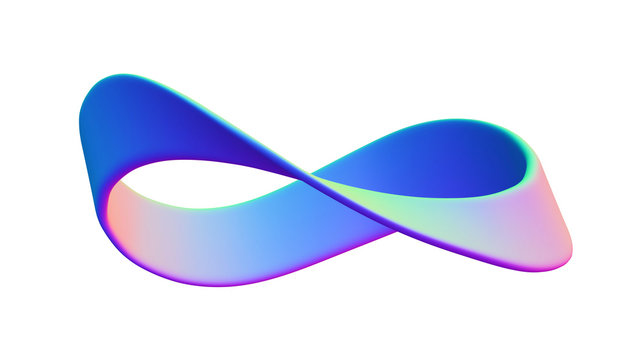 colorful mobius strip (3d illustration isolated on white background)