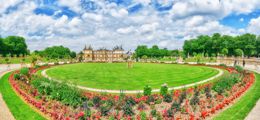 Luxembourg Palace and park in Paris, the Jardin du Luxembourg, o
