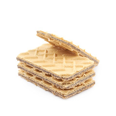 Pile of chocolate wafers isolated