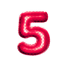 Balloon number 5 Five 3D golden foil realistic alphabet