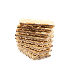 Pile of chocolate wafers isolated