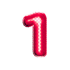 Balloon number 1 One 3D golden foil realistic alphabet