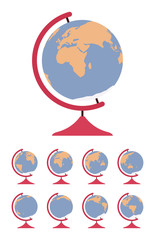 World Globe on stand and set spin in different sides