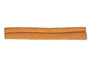 Single cinnamon stick isolated on white background