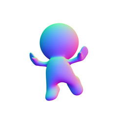 cute colorful 3d person is jumping for joy and happiness (3d illustration isolated on white background)