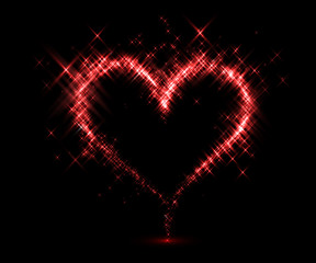 Abstract heart from lights. Vector illustration.