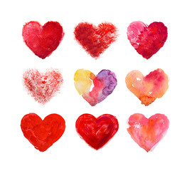 Watercolor heart hand drawn illustration aquarelle painting
