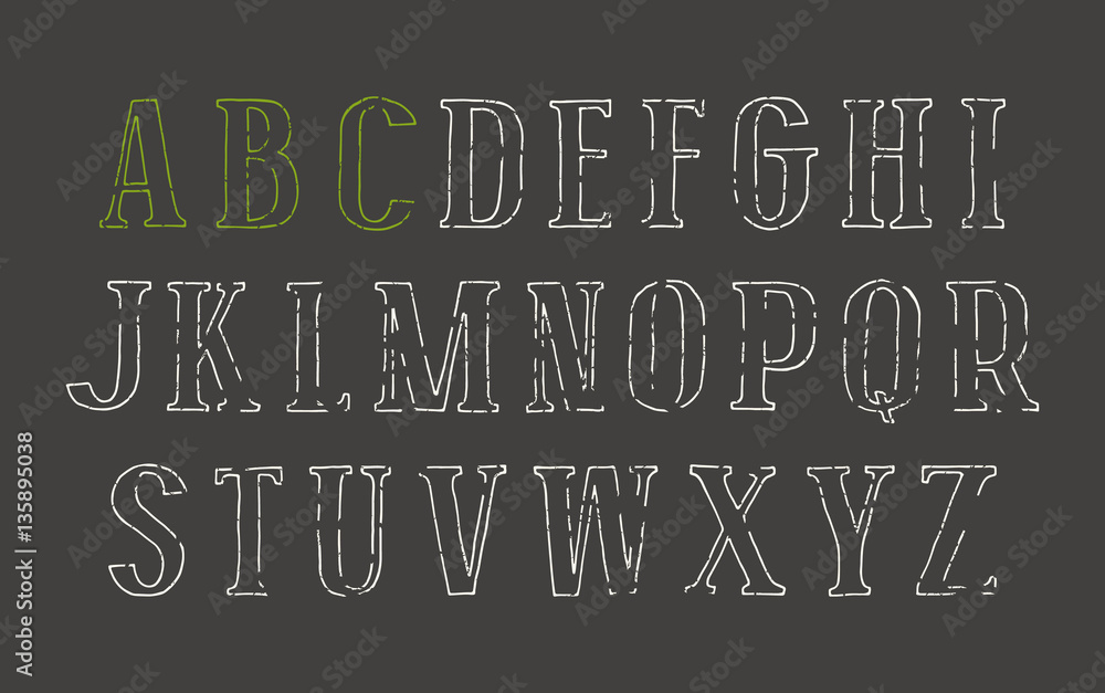 Fototapete contour serif font in the style of hand-drawn graphics