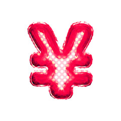 Balloon Yuan, Yen symbols 3D golden foil realistic alphabet