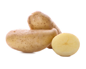 Fresh potatoes isolated on white background