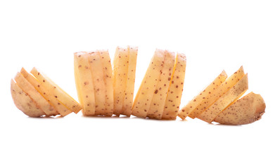 Sliced potatoes isolated on white background
