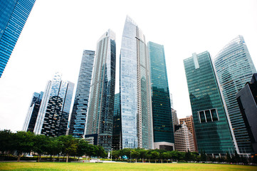 Fototapeta na wymiar Skyscraper Business Office, Corporate Building In Singapore.