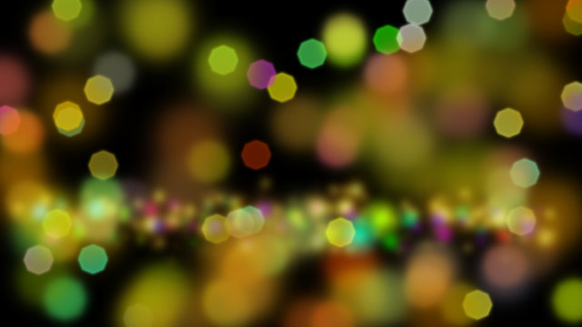 colorful octagon bokeh effect with black background - Powered by Adobe