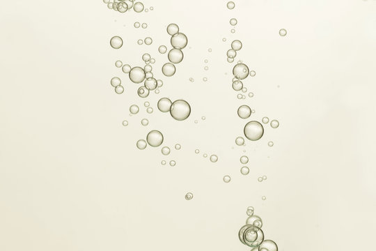 Flowing air bubbles is isloated over a light background