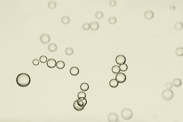 Beige air bubbles soars over a blurred background