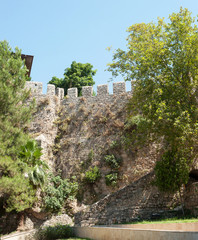 Fototapeta na wymiar Old fortress in old town Antalya.