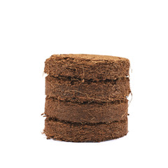 Compressed compost tablet isolated