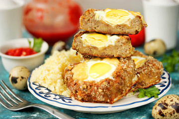 Bird nest Easter recipe - meat nests , baked minced meat cutlet