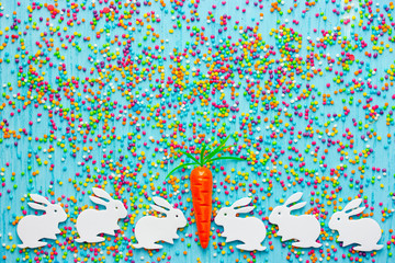 Conceptual Easter background with colorful sugar sprinkles