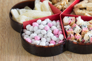 Chinese snacks sweet dessert in tray