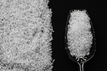 Rice on a black background