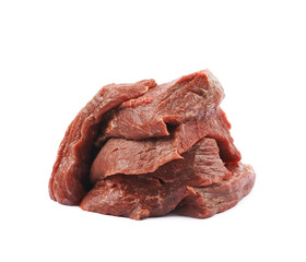 Pile of beef meat slices isolated