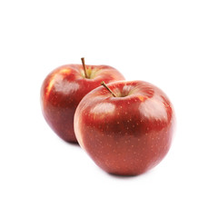 Two ripe red apples isolated