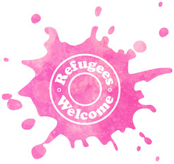 refugees welcome pink mark