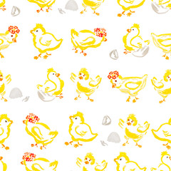 easter chick hatching pattern isolated