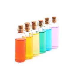 Set of tiny vial bottles isolated