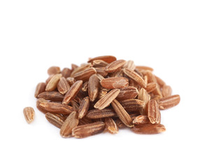 Pile of brown rice grains isolated