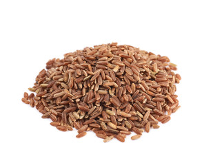 Pile of brown rice grains isolated