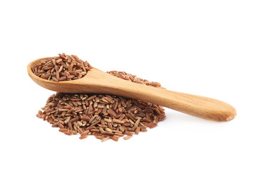 Pile of brown rice grains isolated