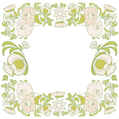 Ethnic decoration flowers folk ethnic theme Card exotic Fabulous floral pattern Different shades of beige and green color