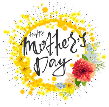 Happy Mothers Day lettering text for greeting card