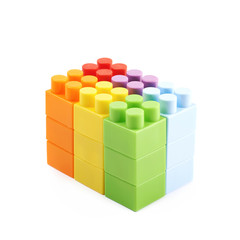 Wall made of toy bricks isolated