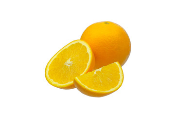 navel oranges on white background