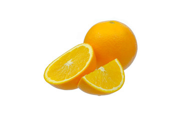navel oranges on white background