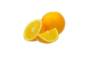 navel oranges on white background