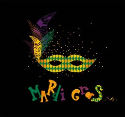 Mardi Gras Carnival Calligraphy Poster. Vector illustration Calligraphic Greeting card